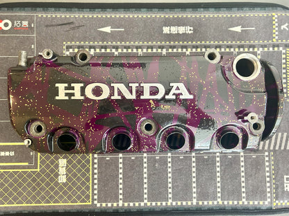 D16/D15 non-VTEC Custom Painted Valve Cover - Black/Purple w/ gold flake