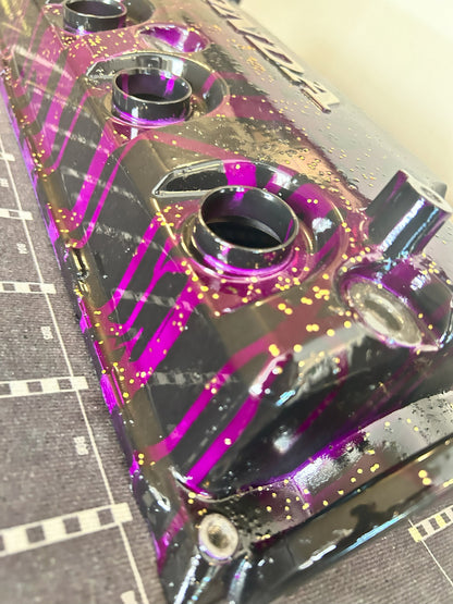 D16/D15 non-VTEC Custom Painted Valve Cover - Black/Purple w/ gold flake