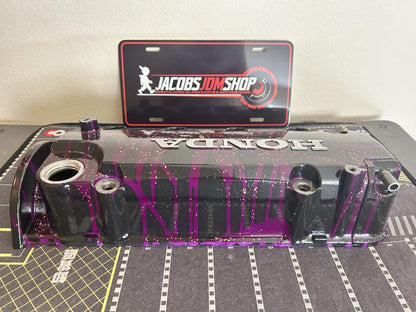 D16/D15 non-VTEC Custom Painted Valve Cover - Black/Purple w/ gold flake