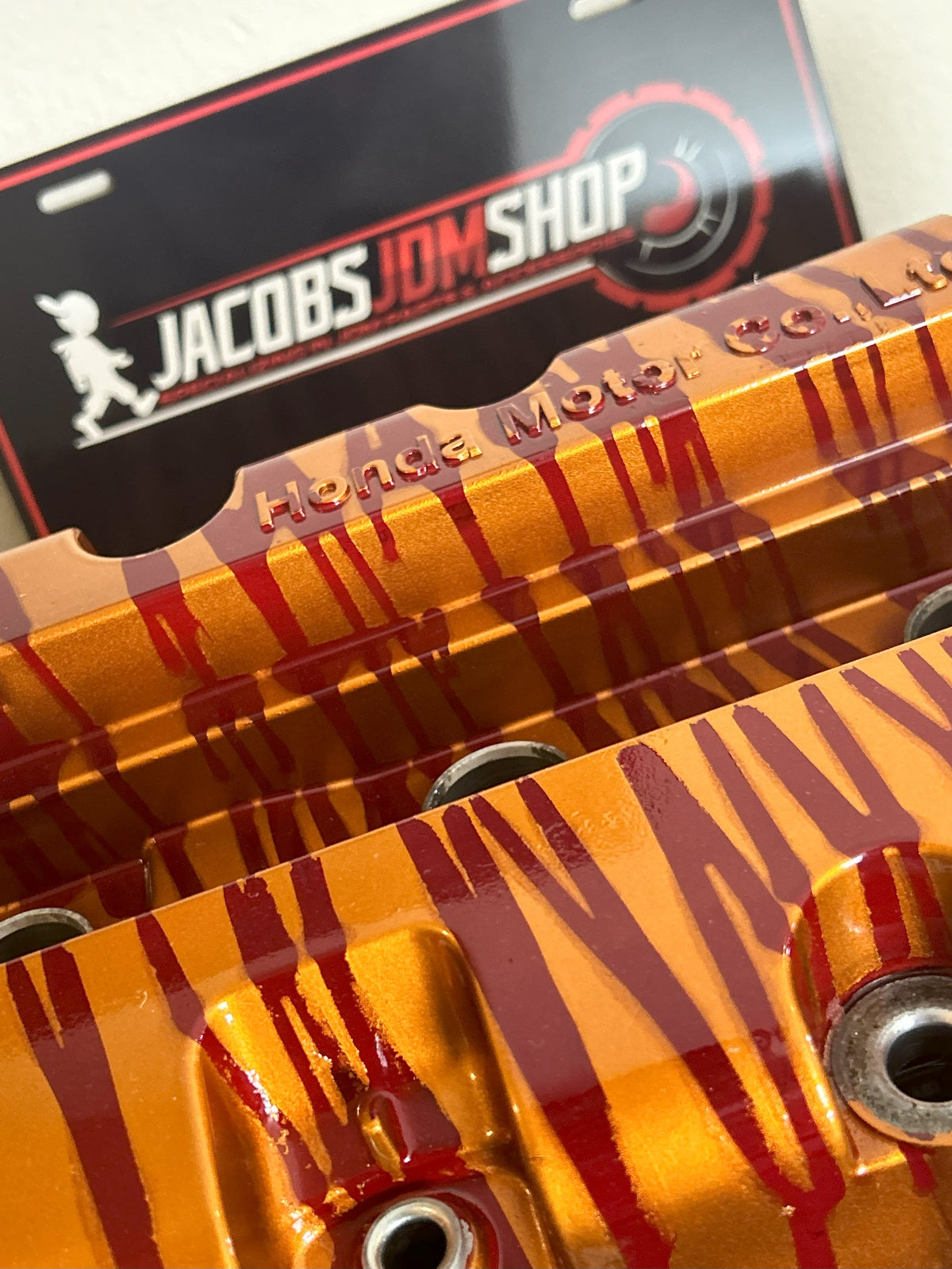 K20/K24 Custom Painted Valve Cover - Gold/Blood Red