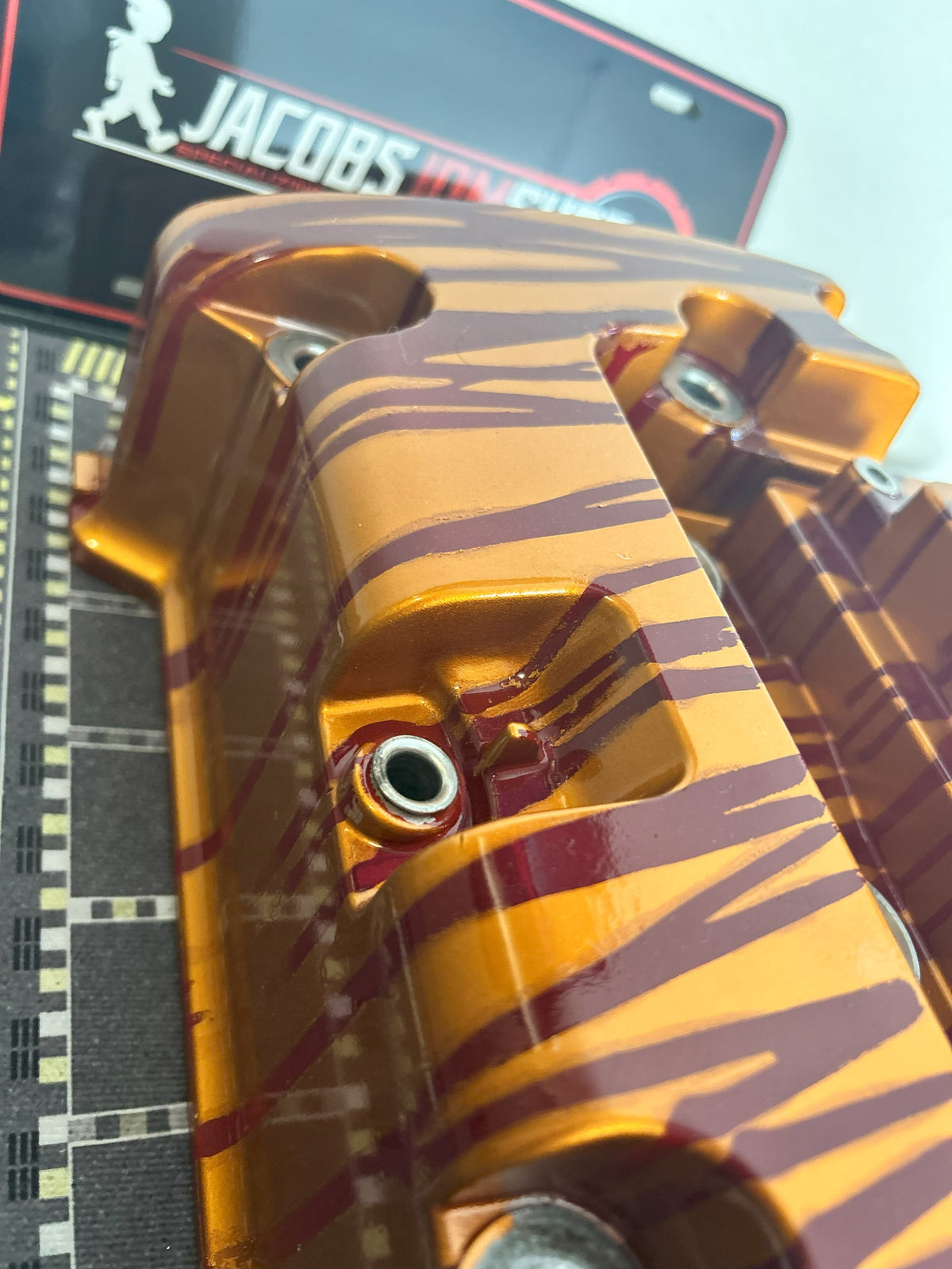 K20/K24 Custom Painted Valve Cover - Gold/Blood Red