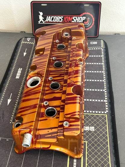 K20/K24 Custom Painted Valve Cover - Gold/Blood Red