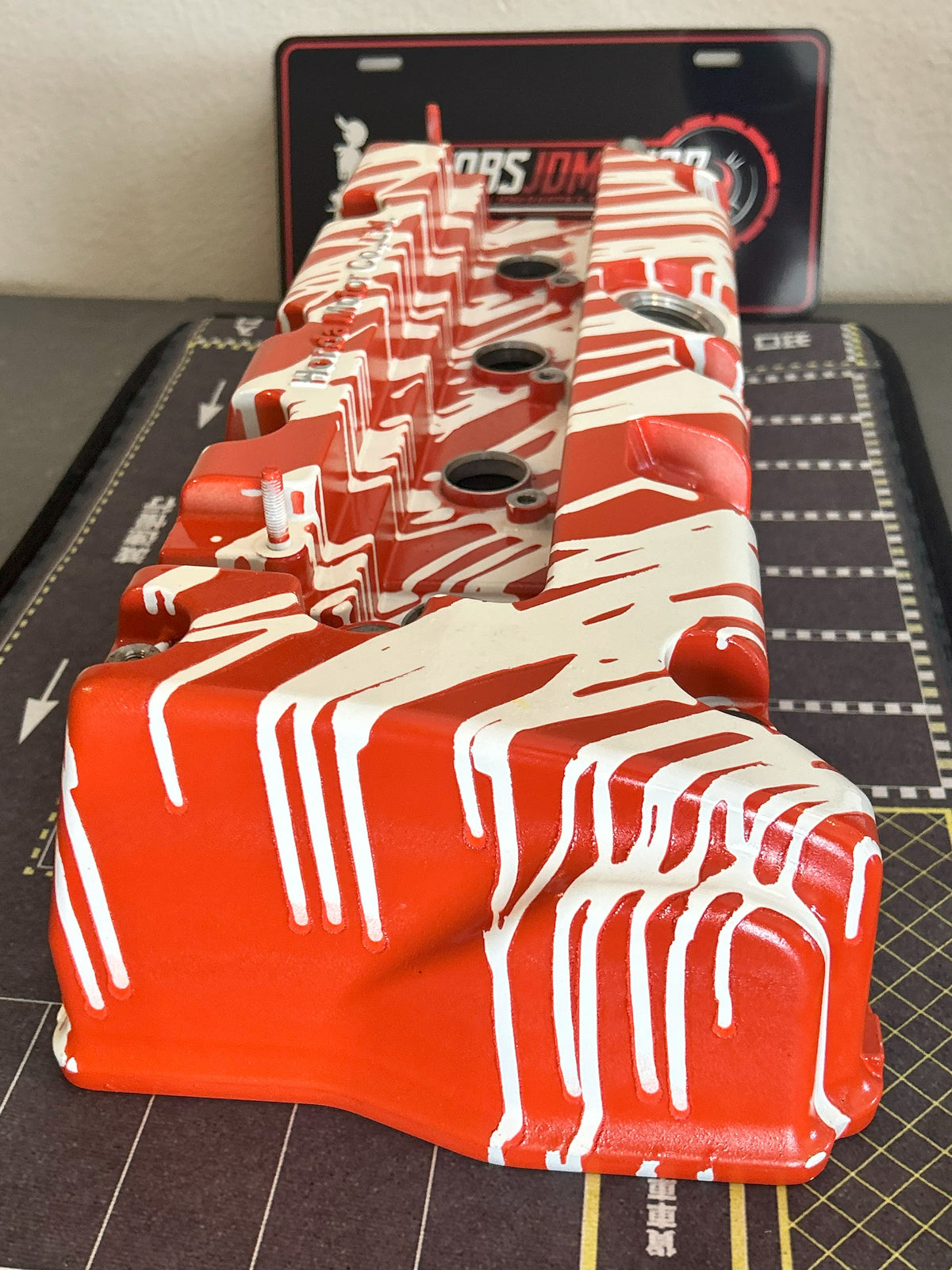 K20/K24 Custom Painted Valve Cover - Red/White