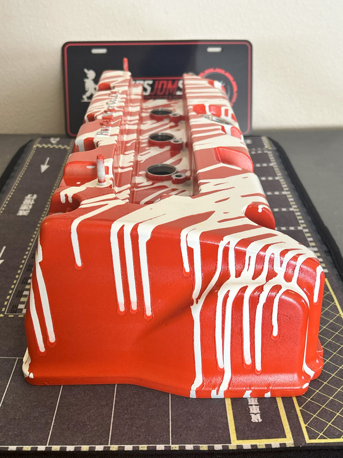 K20/K24 Custom Painted Valve Cover - Red/White