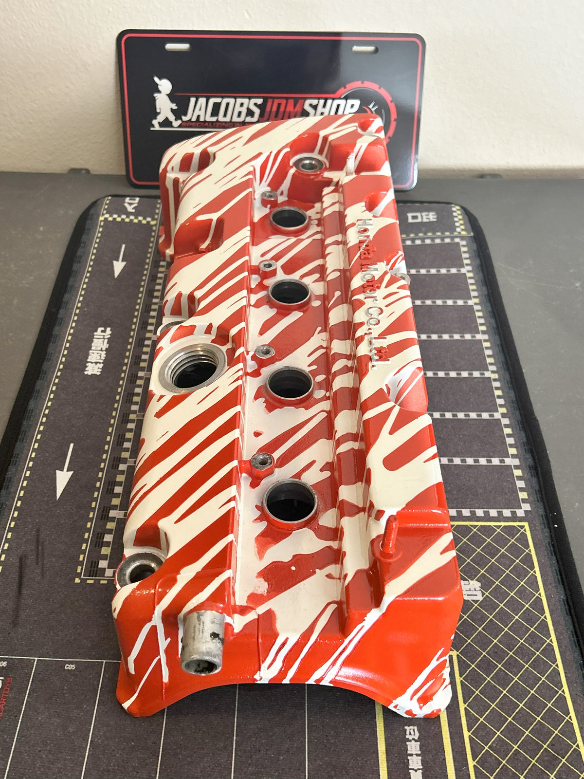 K20/K24 Custom Painted Valve Cover - Red/White