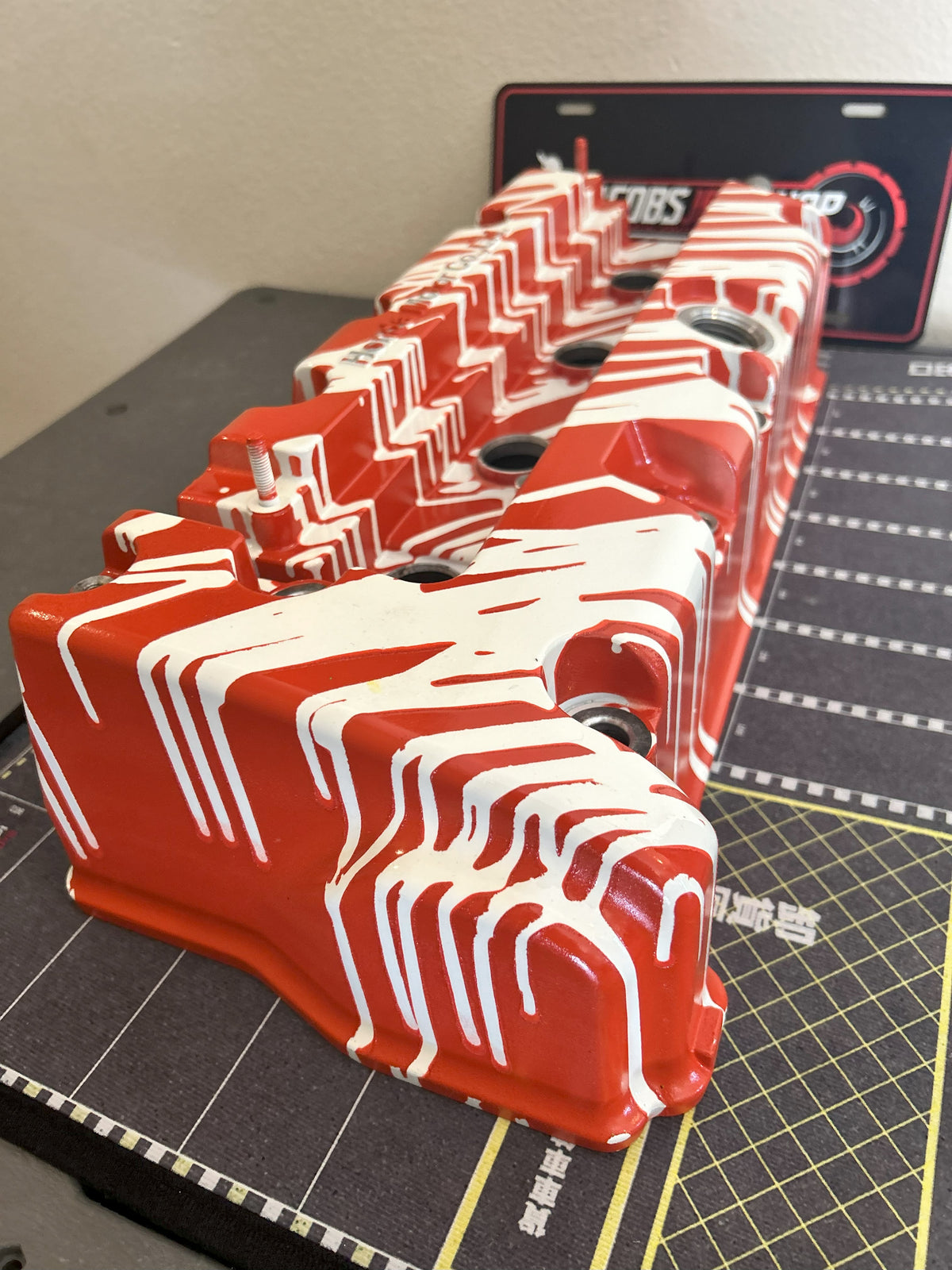 K20/K24 Custom Painted Valve Cover - Red/White