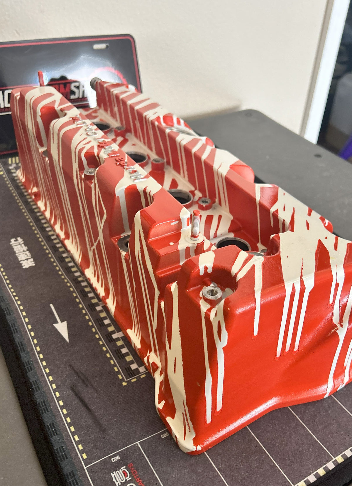 K20/K24 Custom Painted Valve Cover - Red/White