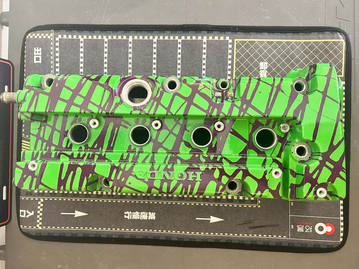 K20/K24 Custom Painted Valve Cover - Green/Purple