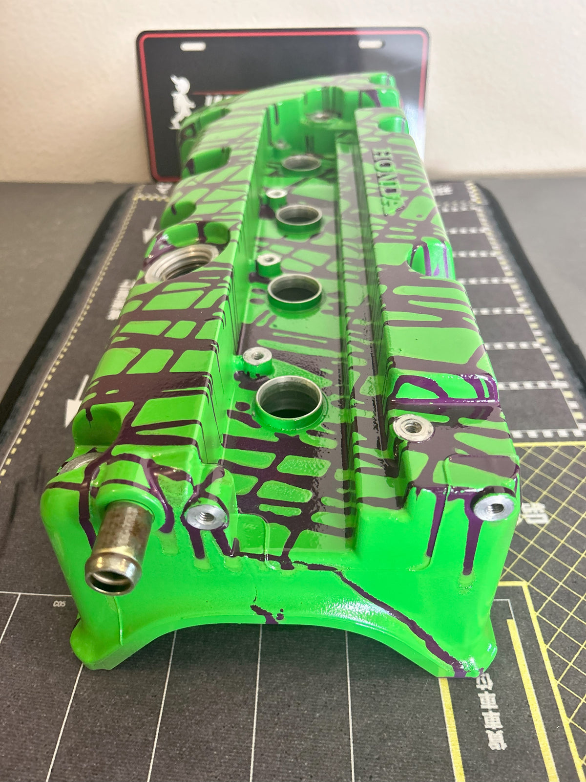 K20/K24 Custom Painted Valve Cover - Green/Purple