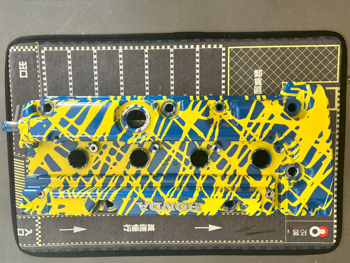 K20/K24 Custom Painted Valve Cover - Yellow/Blue - R40