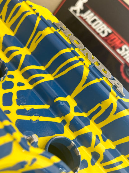 K20/K24 Custom Painted Valve Cover - Yellow/Blue - R40