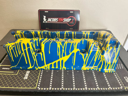 K20/K24 Custom Painted Valve Cover - Yellow/Blue - R40