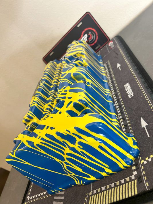 K20/K24 Custom Painted Valve Cover - Yellow/Blue - R40