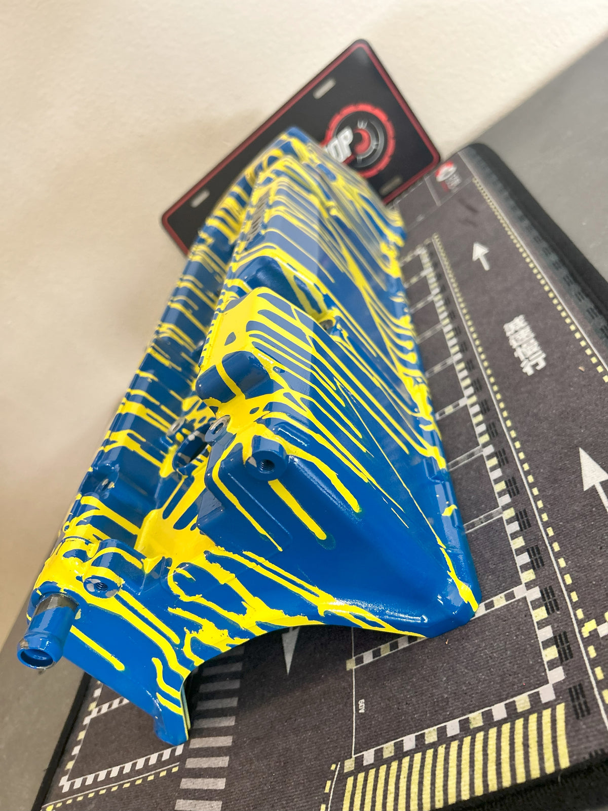 K20/K24 Custom Painted Valve Cover - Yellow/Blue - R40