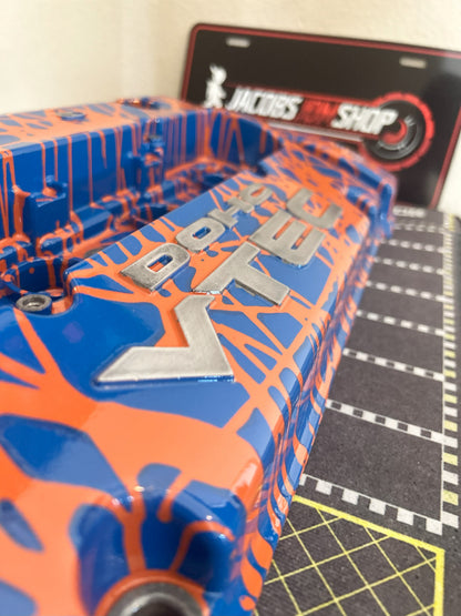 H22 Custom Painted Valve Cover - Blue/Orange - CUT