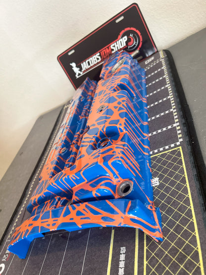 H22 Custom Painted Valve Cover - Blue/Orange - CUT