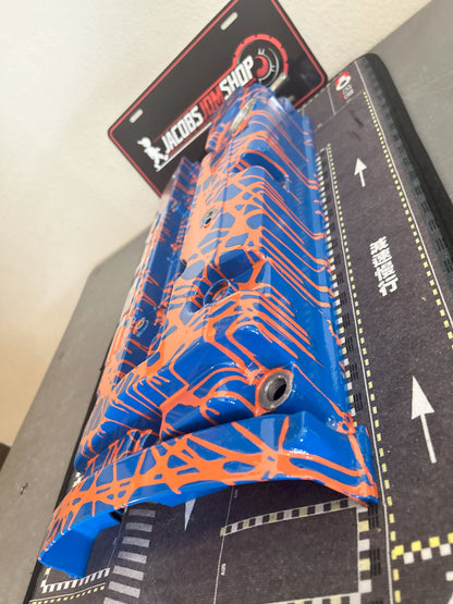H22 Custom Painted Valve Cover - Blue/Orange - CUT
