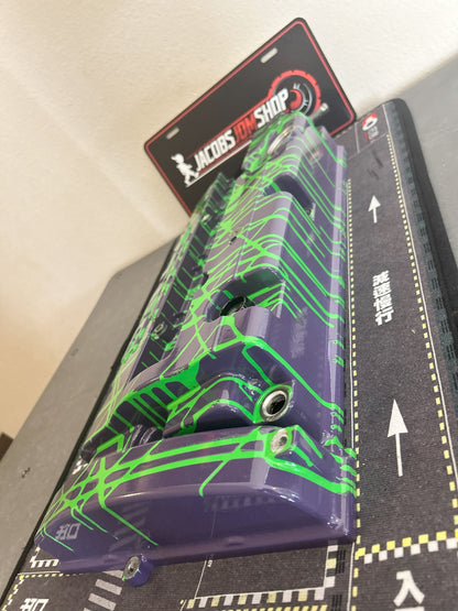 H22 Custom Painted Valve Cover - Green/Purple