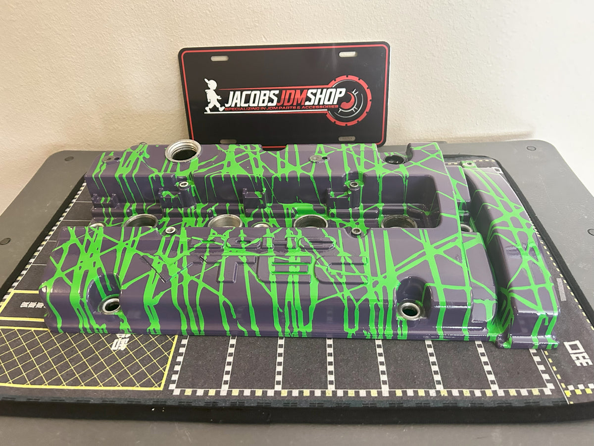 H22 Custom Painted Valve Cover - Green/Purple