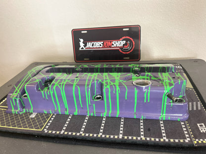 H22 Custom Painted Valve Cover - Green/Purple