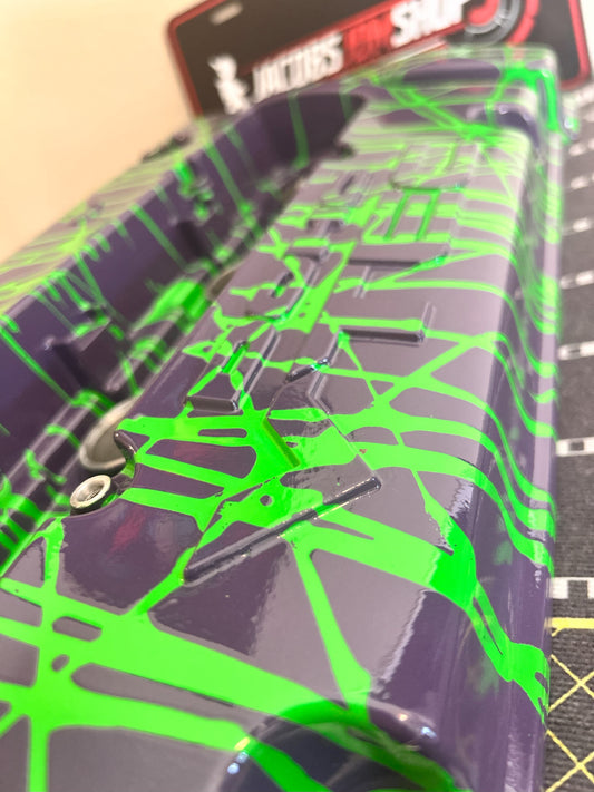 H22 Custom Painted Valve Cover - Green/Purple