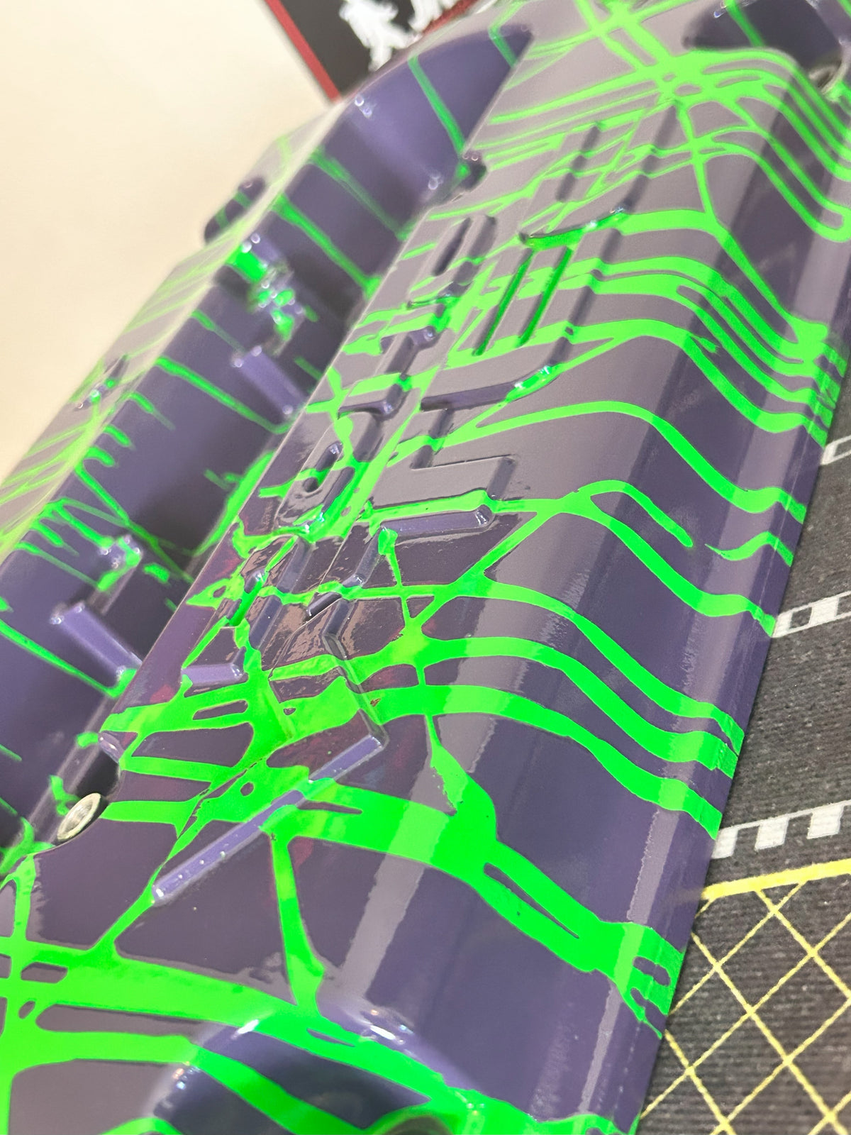 H22 Custom Painted Valve Cover - Green/Purple