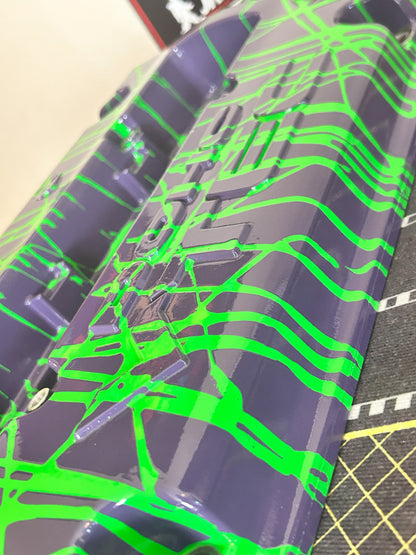 H22 Custom Painted Valve Cover - Green/Purple