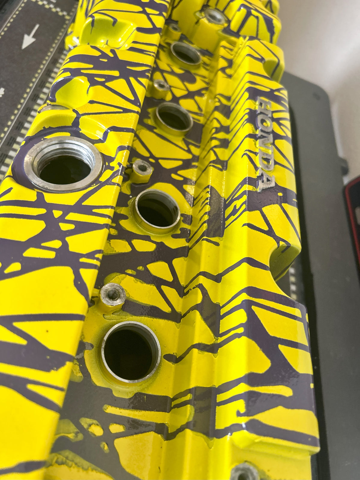 K20/K24 Custom Painted Valve Cover - Yellow/Purple
