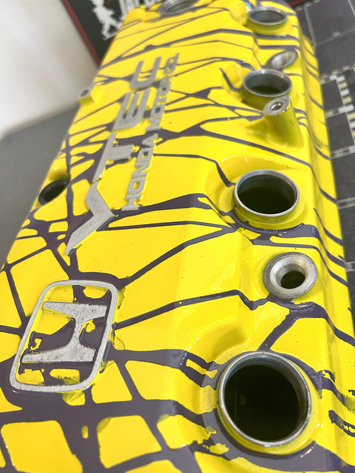 F22 Custom Painted Valve Cover - Yellow/Purple