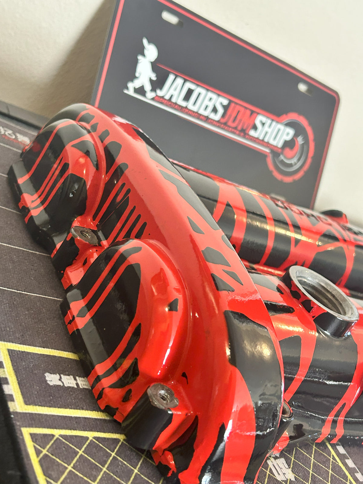 90-93 Miata 1.6L Custom Painted Valve Cover - Red/Black