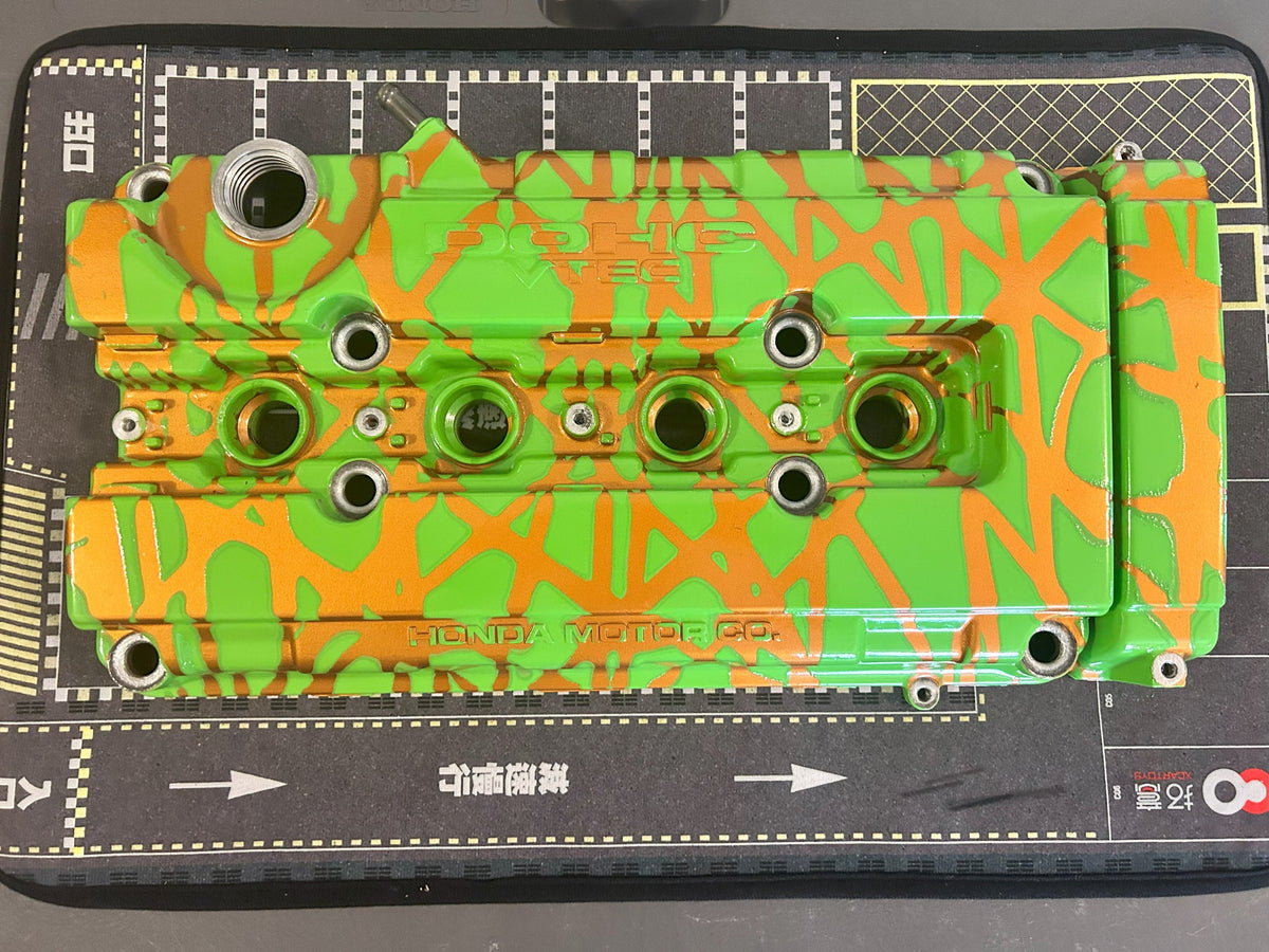 B16/B18 VTEC - Custom Painted Valve Cover - Gold/Green
