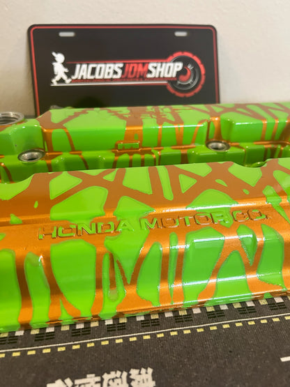 B16/B18 VTEC - Custom Painted Valve Cover - Gold/Green
